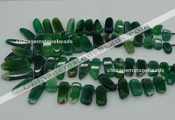 CTD463 15.5 inches 10*20mm - 12*35mm sticks green agate beads