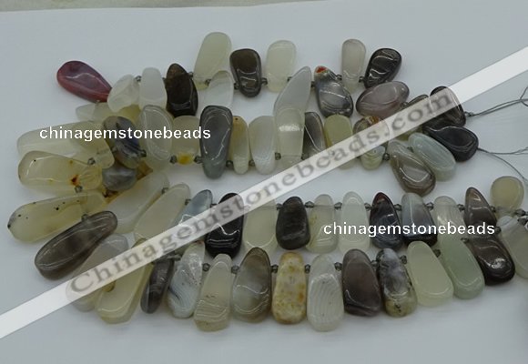 CTD465 15.5 inches 12*25mm - 15*45mm freeform grey agate beads