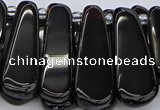 CTD470 15.5 inches 12*25mm - 15*45mm freeform black agate beads