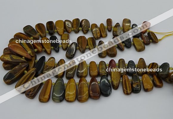 CTD474 15.5 inches 12*25mm - 15*45mm freeform yellow tiger eye beads