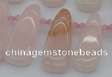 CTD476 Top drilled 12*25mm - 15*45mm freeform rose quartz beads