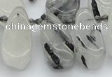 CTD483 Top drilled 10*22mm - 15*45mm freeform black rutilated quartz beads