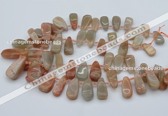 CTD485 Top drilled 10*22mm - 15*45mm freeform moonstone beads