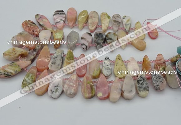 CTD486 Top drilled 10*22mm - 15*45mm freeform pink opal beads