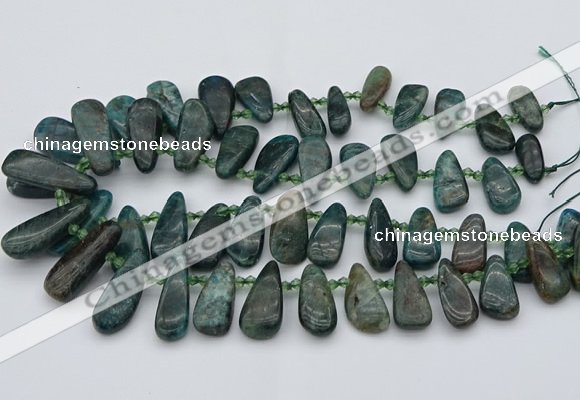 CTD492 Top drilled 10*22mm - 15*45mm freeform green apatite beads