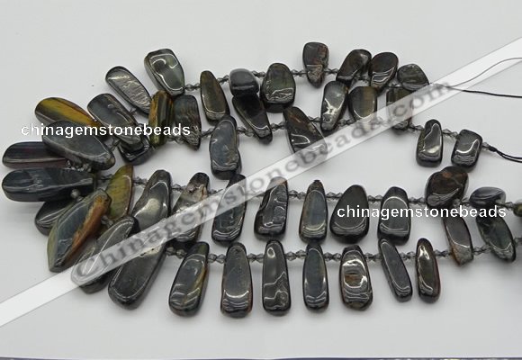 CTD494 Top drilled 10*22mm - 15*45mm freeform blue tiger eye beads