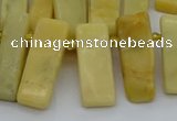 CTD498 Top drilled 10*25mm - 10*45mm sticks yellow jade beads