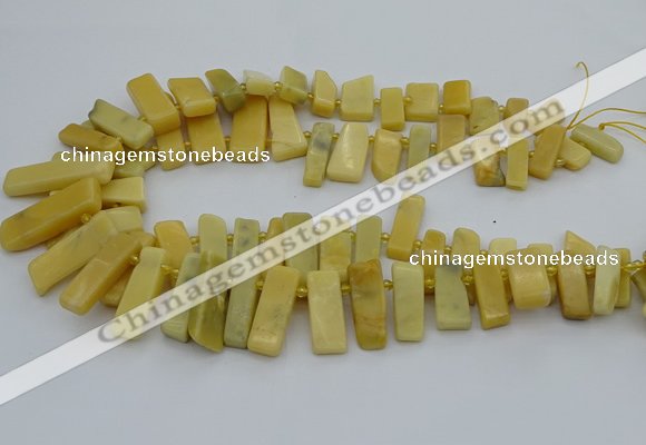 CTD498 Top drilled 10*25mm - 10*45mm sticks yellow jade beads