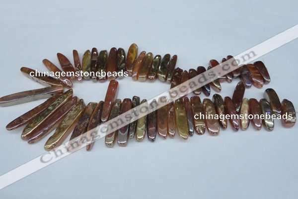 CTD525 Top drilled 10*25mm - 10*60mm wand plated agate beads