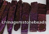 CTD535 Top drilled 10*30mm - 10*65mm wand plated agate beads