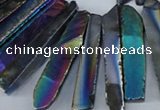 CTD536 Top drilled 10*30mm - 10*65mm wand plated agate beads