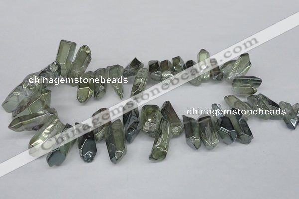 CTD543 Top drilled 10*20mm - 12*35mm nuggets plated quartz beads