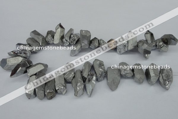 CTD548 Top drilled 12*25mm - 12*45mm nuggets plated quartz beads