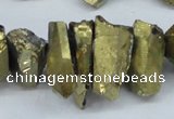 CTD549 Top drilled 12*20mm - 12*25mm nuggets plated quartz beads