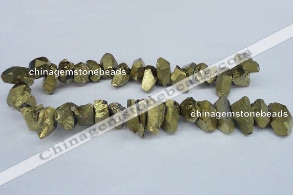 CTD549 Top drilled 12*20mm - 12*25mm nuggets plated quartz beads