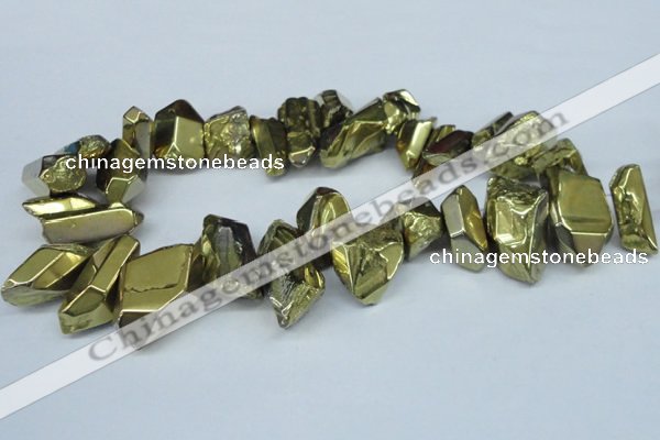 CTD550 Top drilled 10*25mm – 15*35mm nuggets plated quartz beads