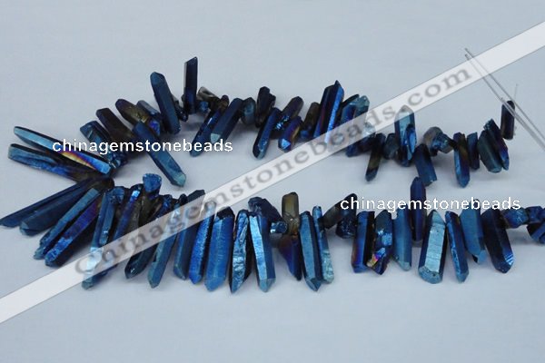 CTD553 Top drilled 8*25mm - 8*40mm wand plated quartz beads