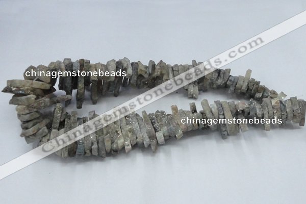 CTD556 Top drilled 6*15mm - 10*40mm wand plated agate beads