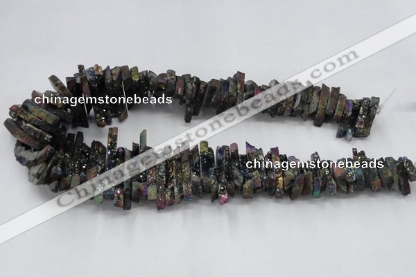 CTD559 Top drilled 6*15mm - 10*40mm wand plated agate beads