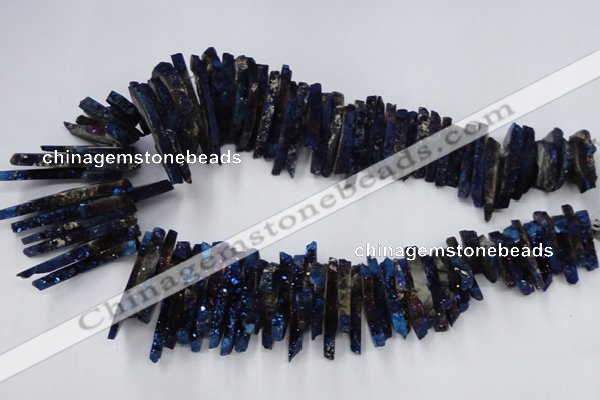 CTD560 Top drilled 6*15mm - 10*40mm wand plated agate beads