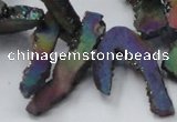 CTD565 Top drilled 10*20mm - 10*40mm freeform plated agate beads