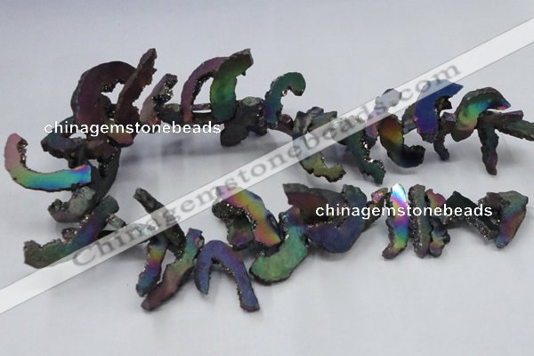 CTD565 Top drilled 10*20mm - 10*40mm freeform plated agate beads