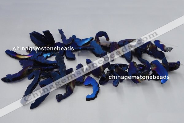 CTD566 Top drilled 10*20mm - 10*40mm freeform plated agate beads