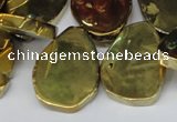 CTD572 Top drilled 20*30mm - 30*45mm freeform plated agate beads