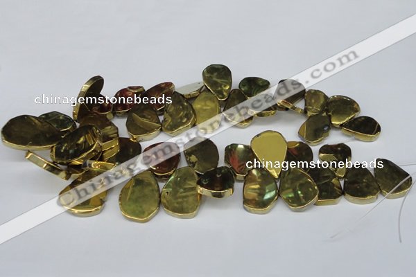 CTD572 Top drilled 20*30mm - 30*45mm freeform plated agate beads