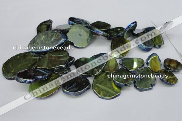 CTD573 Top drilled 20*30mm - 30*45mm freeform plated agate beads