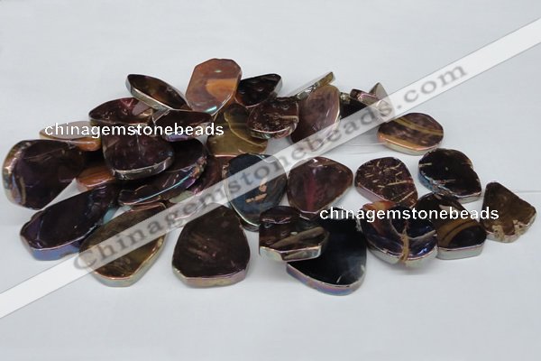 CTD574 Top drilled 20*30mm - 30*45mm freeform plated agate beads