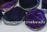 CTD575 Top drilled 20*30mm - 30*45mm freeform plated agate beads