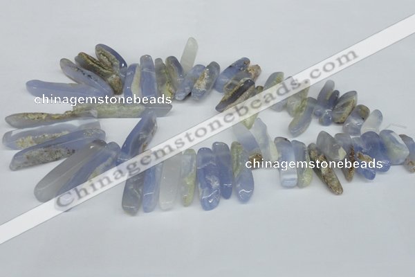 CTD581 Top drilled 8*25mm - 8*55mm wand blue lace agate beads