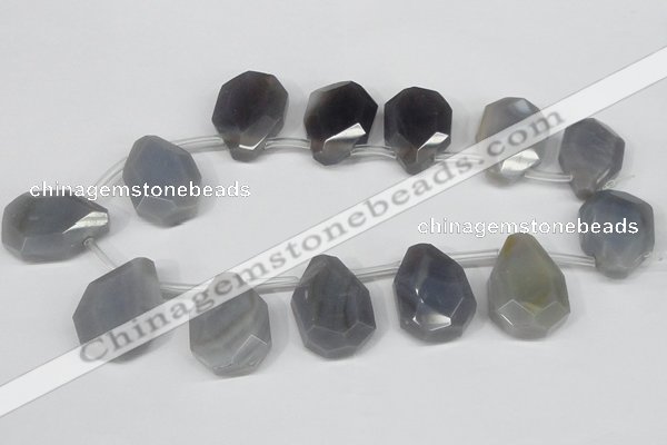 CTD616 Top drilled 22*30mm - 25*35mm faceted freeform grey agate beads