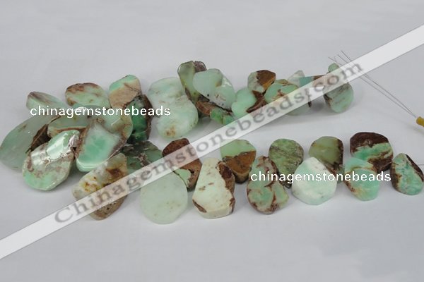 CTD637 Top drilled 15*25mm - 25*40mm freeform australia chrysoprase beads