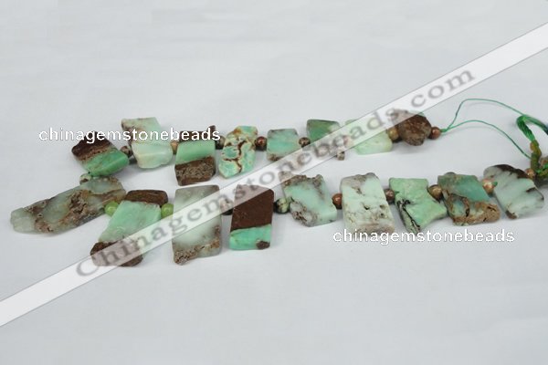 CTD638 Top drilled 15*25mm - 20*40mm freeform australia chrysoprase beads