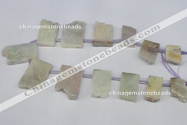 CTD651 Top drilled 15*25mm - 25*40mm freeform plated quartz beads