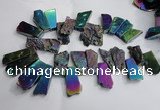 CTD748 Top drilled 18*25mm - 25*60mm freeform plated agate beads