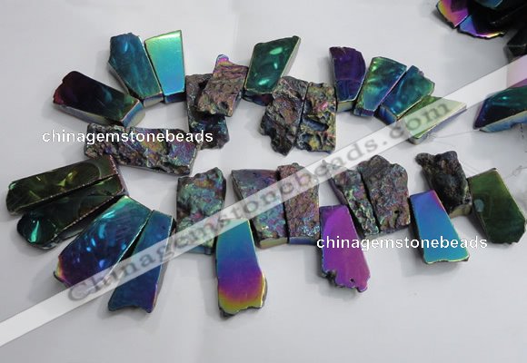 CTD748 Top drilled 18*25mm - 25*60mm freeform plated agate beads