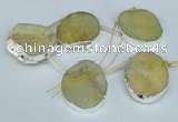 CTD768 30*35mm - 35*45mm freeform agate beads with brass setting