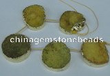 CTD769 30*35mm - 35*45mm freeform agate beads with brass setting