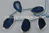 CTD775 30*45mm - 35*50mm freeform agate beads with brass setting