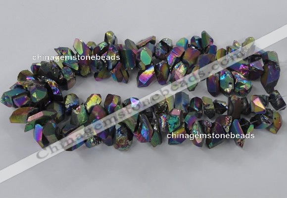 CTD777 Top drilled 10*16mm - 12*20mm nuggets plated quartz beads