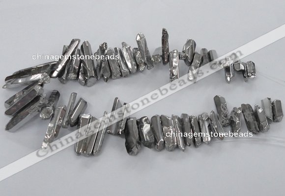 CTD783 Top drilled 8*18mm - 8*35mm nuggets plated quartz beads