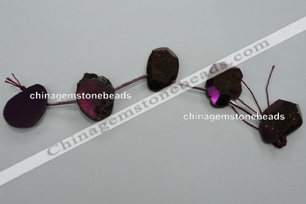 CTD809 Top drilled 20*30mm - 25*35mm freeform plated agate beads