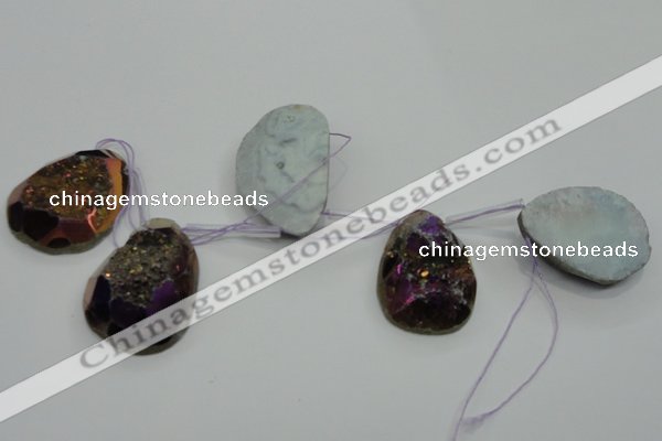 CTD814 Top drilled 25*35mm - 35*45mm freeform plated agate beads