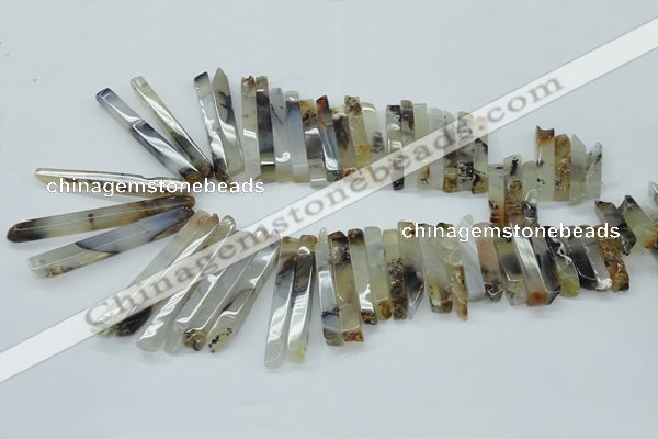 CTD830 15.5 inches 6*30mm - 7*65mm sticks montana agate beads