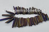 CTD834 15.5 inches 6*30mm - 8*65mm sticks plated agate beads