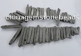 CTD835 Top drilled 6*25mm - 8*55mm sticks plated agate beads