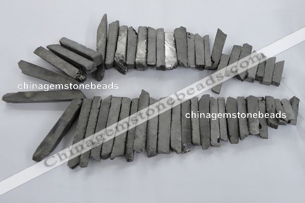 CTD835 Top drilled 6*25mm - 8*55mm sticks plated agate beads